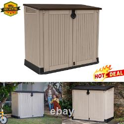 ALL-WEATHER PLASTIC Outdoor Storage Garden Pool Garbage Shed Box 30-Cu Ft Resin