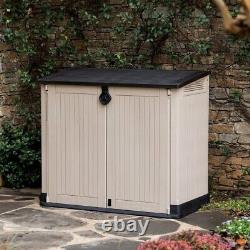 ALL-WEATHER PLASTIC Outdoor Storage Garden Pool Garbage Shed Box 30-Cu Ft Resin