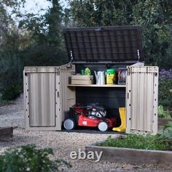 ALL-WEATHER PLASTIC Outdoor Storage Garden Pool Garbage Shed Box 30-Cu Ft Resin