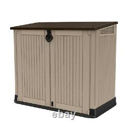 ALL-WEATHER PLASTIC Outdoor Storage Garden Pool Garbage Shed Box 30-Cu Ft Resin