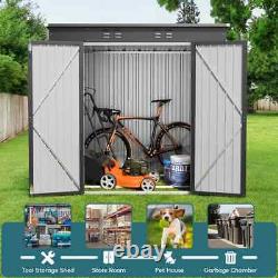 Aiho 6 ft. W X 4 ft. D Galvanized Steel Horizontal Storage Shed