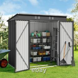 Aiho 6 ft. W X 4 ft. D Galvanized Steel Horizontal Storage Shed