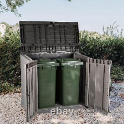 All Weather Outdoor Horizontal Storage Shed Cabinet for Trash Can, Garden Tool