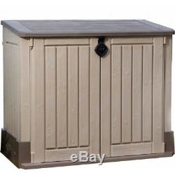 All-Weather Plastic Outdoor Storage Garden Pool Garbage Shed Box 30-Cu Ft Resin