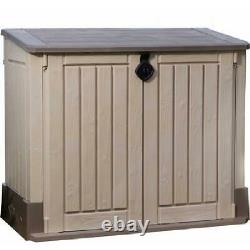 All-Weather Plastic Outdoor Storage Garden Pool Garbage Shed Box 30-Cu Ft Resin