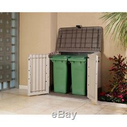 All-Weather Plastic Outdoor Storage Garden Pool Garbage Shed Box 30-Cu Ft Resin