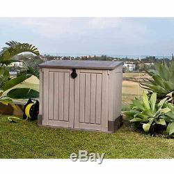 All-Weather Plastic Outdoor Storage Garden Pool Garbage Shed Box 30-Cu Ft Resin