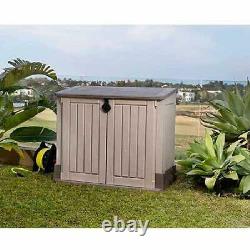 All-Weather Plastic Outdoor Storage Garden Pool Garbage Shed Box 30-Cu Ft Resin