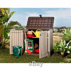 All-Weather Plastic Outdoor Storage Garden Pool Garbage Shed Box 30-Cu Ft Resin