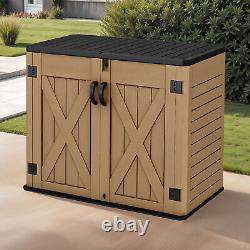 All-Weather Resin Outdoor Tool Cabinet 35CuFT Horizontal Garden Wastebin Storage