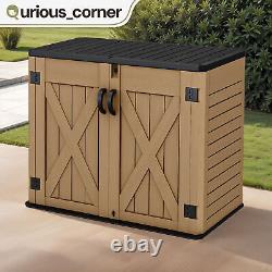 All-Weather Resin Outdoor Tool Cabinet 35CuFT Horizontal Garden Wastebin Storage