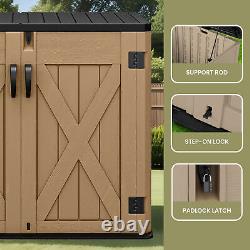 All-Weather Resin Outdoor Tool Cabinet 35CuFT Horizontal Garden Wastebin Storage