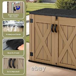 All-Weather Resin Outdoor Tool Cabinet 35CuFT Horizontal Garden Wastebin Storage