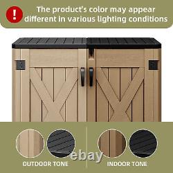 All-Weather Resin Outdoor Tool Cabinet 35CuFT Horizontal Garden Wastebin Storage
