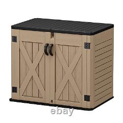 All-Weather Resin Outdoor Tool Cabinet 35CuFT Horizontal Garden Wastebin Storage