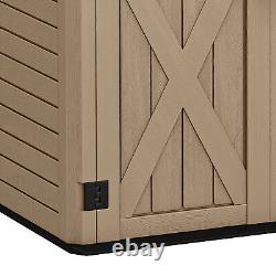 All-Weather Resin Outdoor Tool Cabinet 35CuFT Horizontal Garden Wastebin Storage