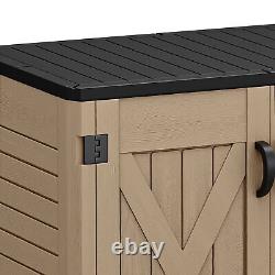 All-Weather Resin Outdoor Tool Cabinet 35CuFT Horizontal Garden Wastebin Storage
