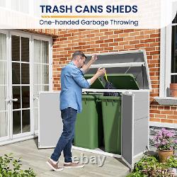Amopatio 41 Cu Ft Horizontal Outdoor Storage Shed, Resin Trash Can Storage for G