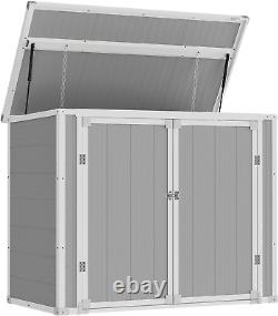 Amopatio 41 Cu Ft Horizontal Outdoor Storage Shed, Resin Trash Can Storage for G