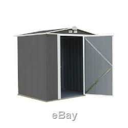 Arrow 6x5x5.5 ft Steel Low Gable Shed Charcoal/Cream Trim Snap-IT Quick Assembly