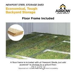 Arrow Newport 10ft x 8ft Galvanized Metal Shed And Steel Floor Frame Kit