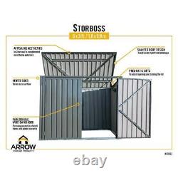 Arrow Shed Horizontal Paintable Lockable Double Door Galvanized Steel Charcoal