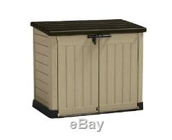 Beige Brown 42 Cu Ft Outdoor/Garden Wood Look PP Plastic Resin Storage Shed