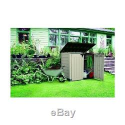 Beige Brown 42 Cu Ft Outdoor/Garden Wood Look PP Plastic Resin Storage Shed