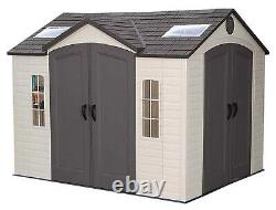 Big 8'x10' Outdoor Garden Tools Storage Shed 2 Double Doors Skylight Steel Frame