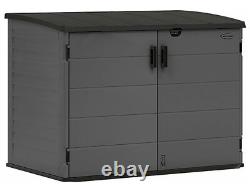 Big Outdoor Horizontal 2 Door Storage Shed Garden Box Fits 2 Trash Cans