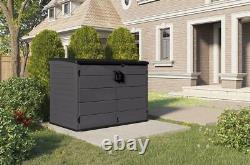 Big Outdoor Horizontal 2 Door Storage Shed Garden Box Fits 2 Trash Cans