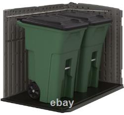 Big Outdoor Horizontal 2 Door Storage Shed Garden Box Fits 2 Trash Cans