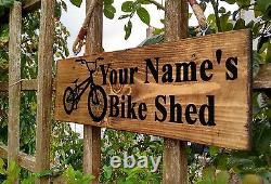 Bike Shed Sign Bmx Mountain Bikes Room Garage Shed Storage Racks PERSONALISED Ne