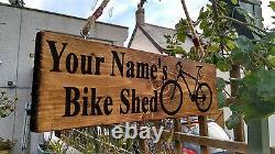 Bike Shed Sign Mountain Bicycle Bmx Room Garage Storage Racks Hang PERSONALISED