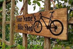 Bike Shed Sign Mountain Bicycle Bmx Room Garage Storage Racks Hang PERSONALISED