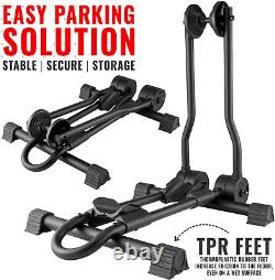 Bike Stand for 1 Bicycle Floor Parking Rack for Garage or Home (New Version)