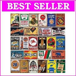 Collectible Vintage Tin Signs 26-Piece Wall Mount Decor for Home & Garage