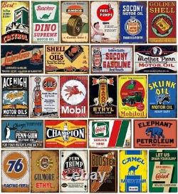 Collectible Vintage Tin Signs 26-Piece Wall Mount Decor for Home & Garage
