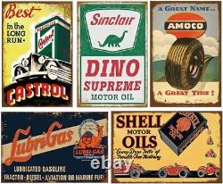 Collectible Vintage Tin Signs 26-Piece Wall Mount Decor for Home & Garage