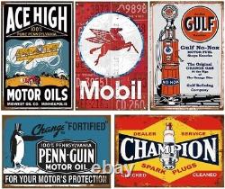 Collectible Vintage Tin Signs 26-Piece Wall Mount Decor for Home & Garage