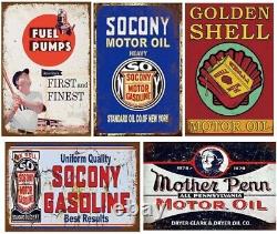 Collectible Vintage Tin Signs 26-Piece Wall Mount Decor for Home & Garage