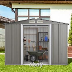 Costway 8'x6' Outdoor Storage Shed Galvanized Steel Tool House Organizer