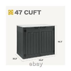 DWVO 47 cu ft Spacious Horizontal Storage Unit, Outdoor Resin Tool Locker Wit