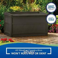 Deck Storage Boxes Outdoor 50 Gallon Resin Seat Light Backyard Organize Sheds