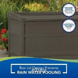 Deck Storage Boxes Outdoor 50 Gallon Resin Seat Light Backyard Organize Sheds