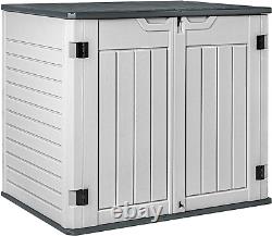 Devoko Resin Outdoor Storage Shed 28 Cu Ft Horizontal Outdoor Storage Cabinet Wa