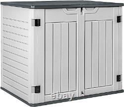 Devoko Resin Outdoor Storage Shed 34 Cu Ft Horizontal Outdoor Storage Cabinet Wa