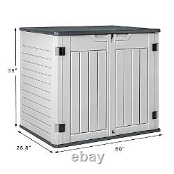 Devoko Resin Outdoor Storage Shed 34 Cu Ft Horizontal Outdoor Storage Cabinet Wa