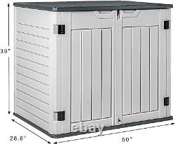 Devoko Resin Outdoor Storage Shed 34 Cu Ft Horizontal Outdoor Storage Cabinet Wa