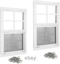 Durable 2-Pack Shed Windows 18 x 27 with Vertical Slider & Fiberglass Screen